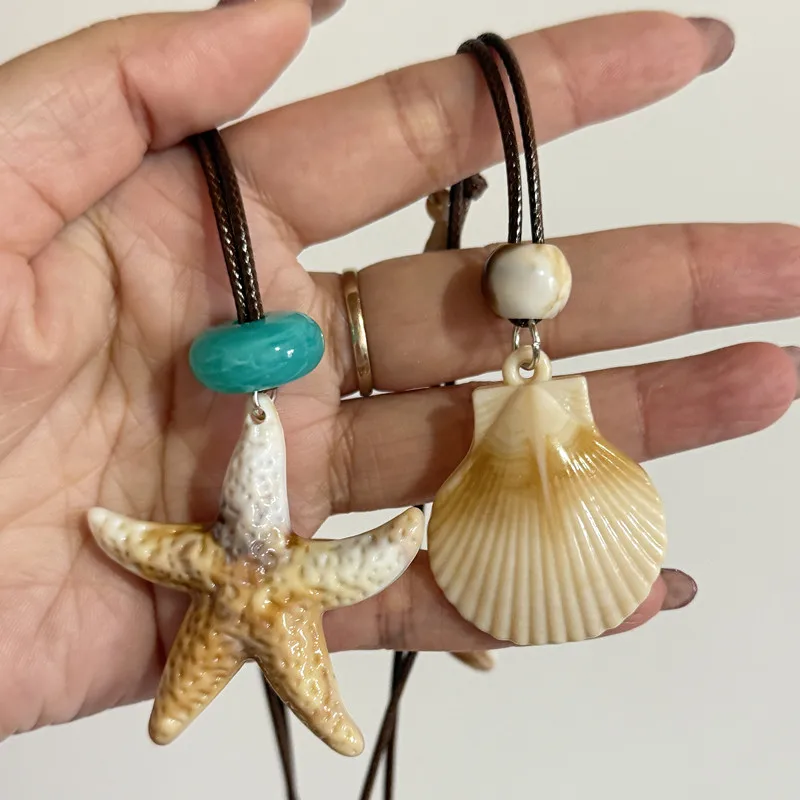 Seaside Vacation Style Women Necklace Apparel Accessories Sea Conch Shell Starfish Rope Neck Jewelry Bohemian Summer Female Gift