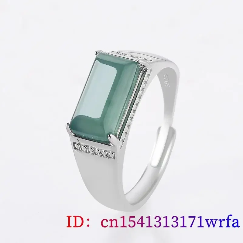 Cincin giok Birma batu permata biru alami zamrud wanita jimat batu Jadeite 925 hadiah perak batu permata pesona perhiasan