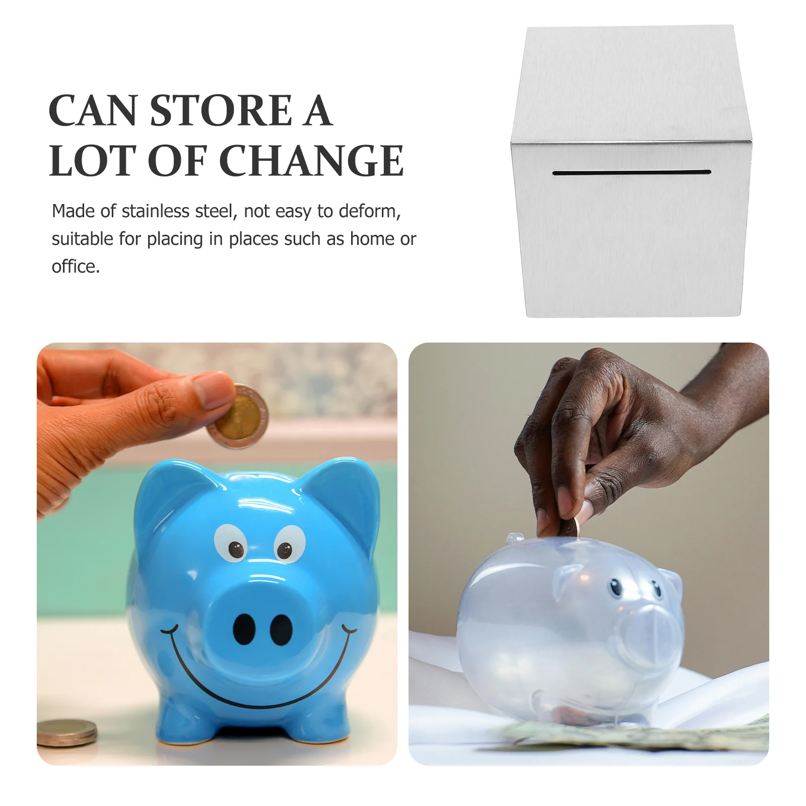 حصالة على شكل خنزير مقاس 12 سم للبالغين، صناديق آمنة من الفولاذ المقاوم للصدأ، ديكور الاستقبال النقدي