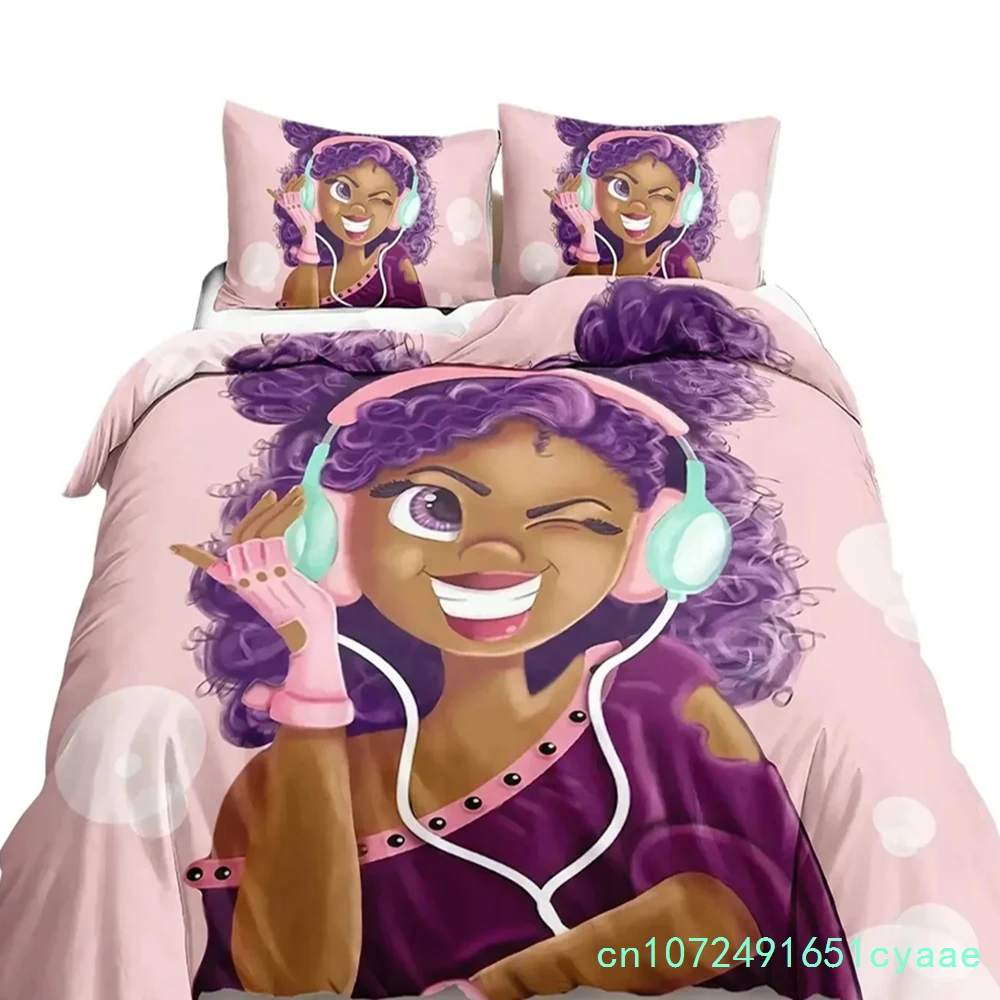 African American Black Girl Duvet Cover Set,Black Girl Magic Bedding Set,3D Comforter Cover,Birthday Gift For Black Women Girls 6