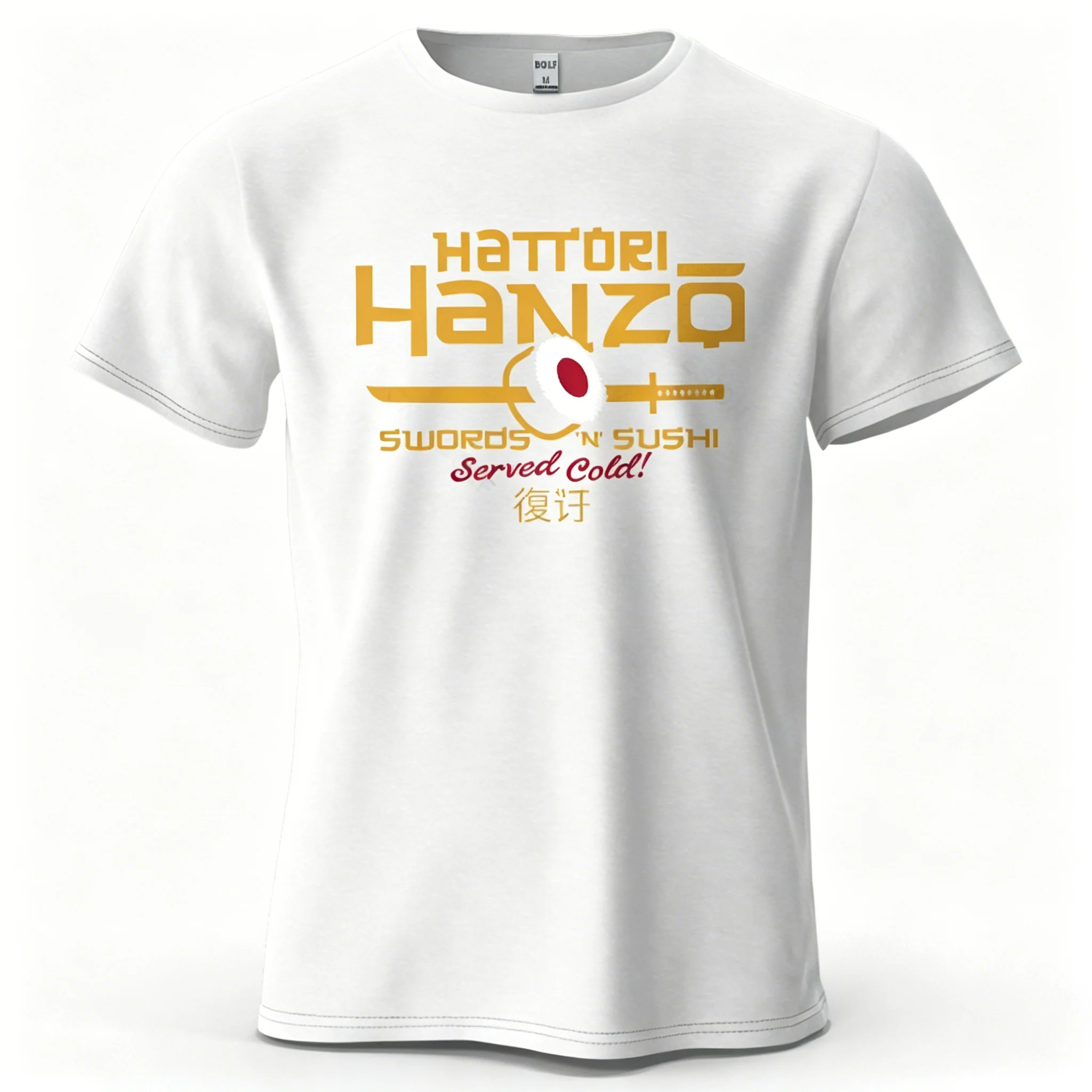 Männer Frauen Hattori Hanzo T-Shirt Swords and Sushi Movie Graphic Tee Lässiges japanisches Retro-Kurzarm-T-Shirt aus Baumwolle Streetwear T-Shirt – Detail 18