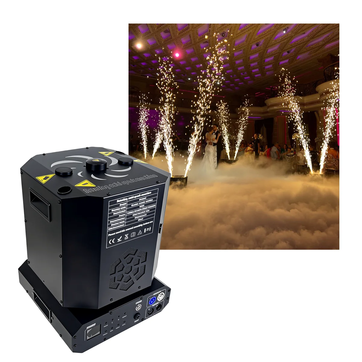 

DMX 1500W Double head rotation Cold Spark Machine Sparkler Machine Special Effect Equipment Wedding Party Disco Bar Lighting DJ