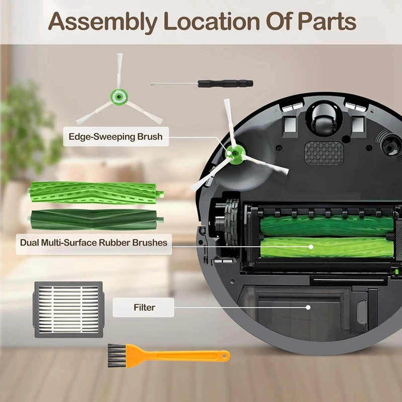 YCOC-For Irobot Roomba E/I/J Series، E5 E6 I6 I7+ J7+/Plus قطع غيار فرشاة جانبية رئيسية فلتر Hepa ممسحة قماشية