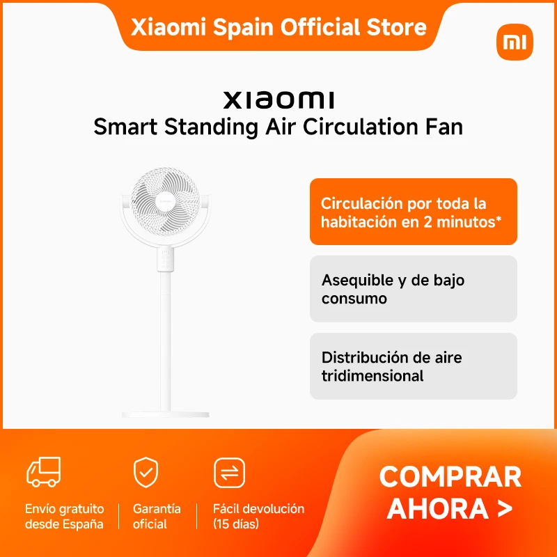 Official |Xiaomi Smart Standing Air Circulation Fan  Circulación por toda la habitación en 2 mi Ventilador de mesa o suelo 2 en 1 Asequible y de bajo consumonutos* Distribución de aire tridimensional Con conectividad inteligente para varias situaciones*