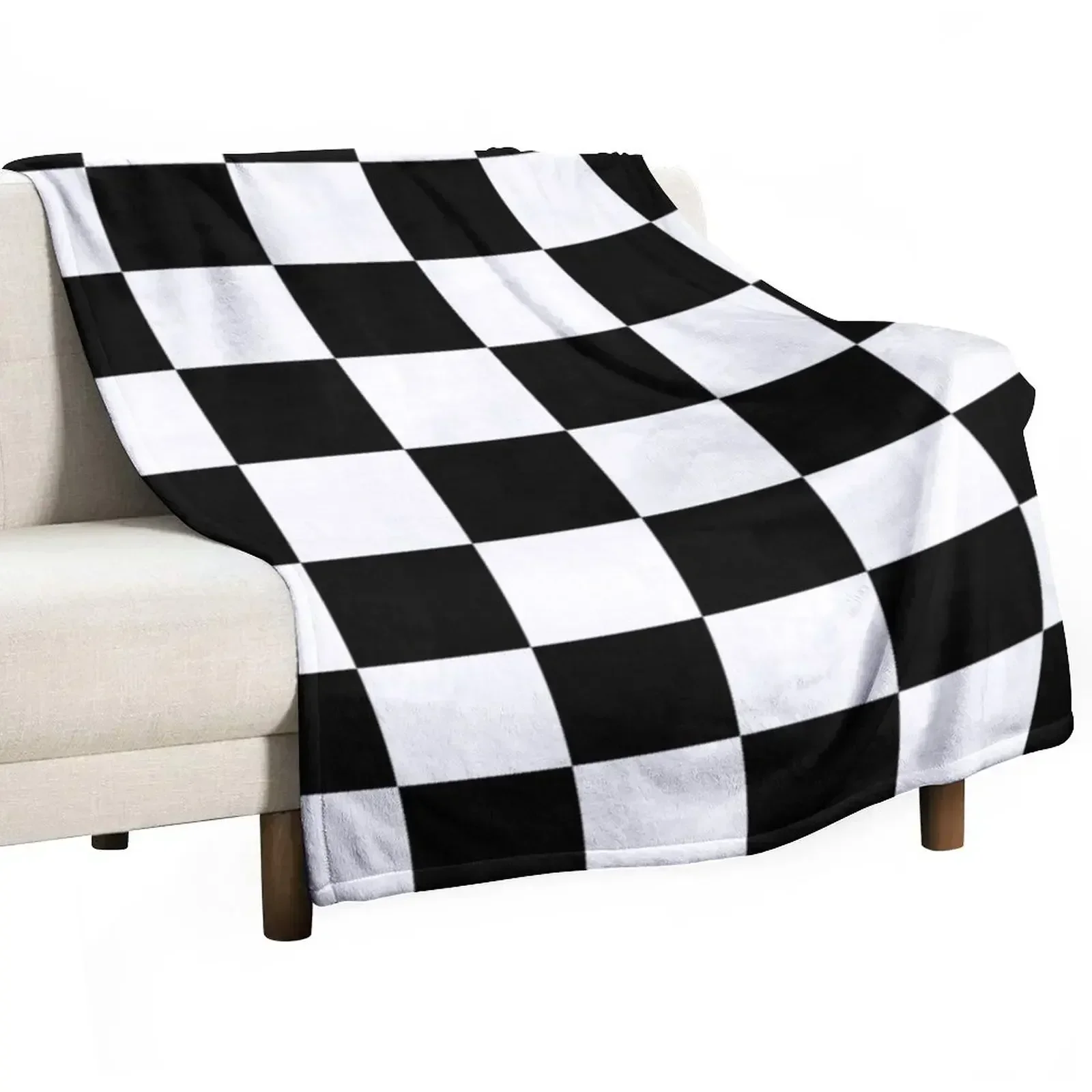 

Black White Checker Design Bedspread - Mini Chess Sticker Throw Blanket Soft Plaid For Sofa Thin Blankets