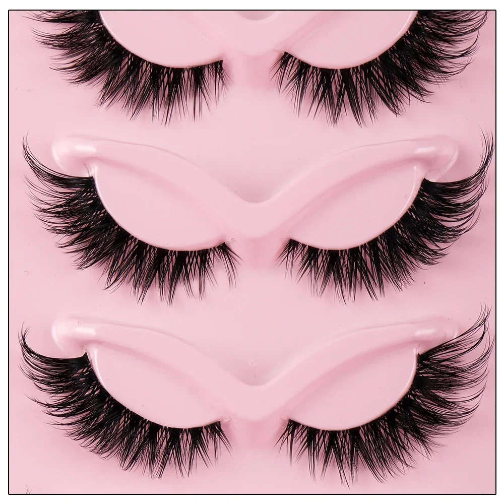 Natural Long Faux Mink Eye Lashes, cílios finais alados, maquiagem alongada de cílios falsos, 5 pares