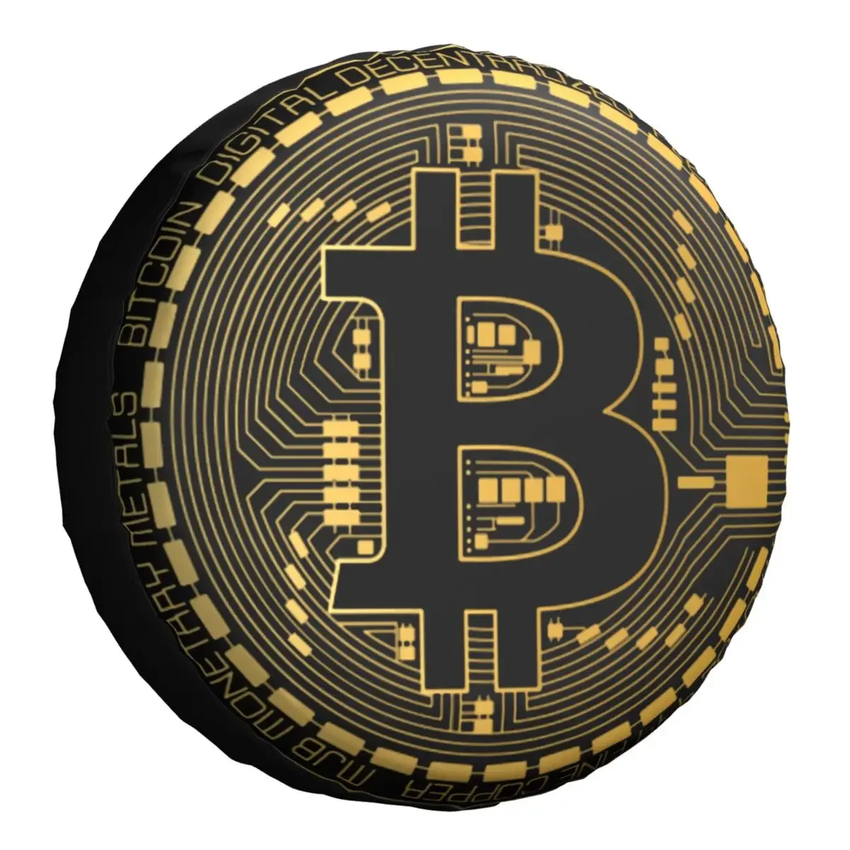 Gold Bitcoin Spare Wheel Cover 4WD RV Cryptocurrency Crypto Currency Tire Protector 16