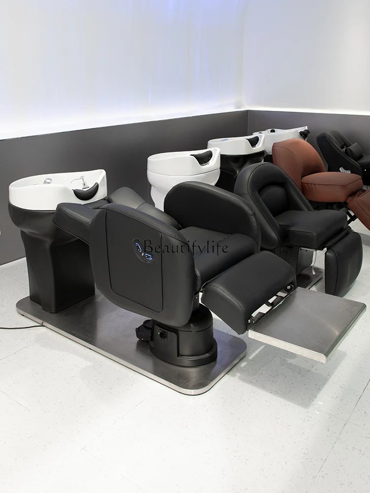 Electric Lifting Shampoo Chair Simple Lying Completely Stainless Steel Hair Salon Flushing Bed