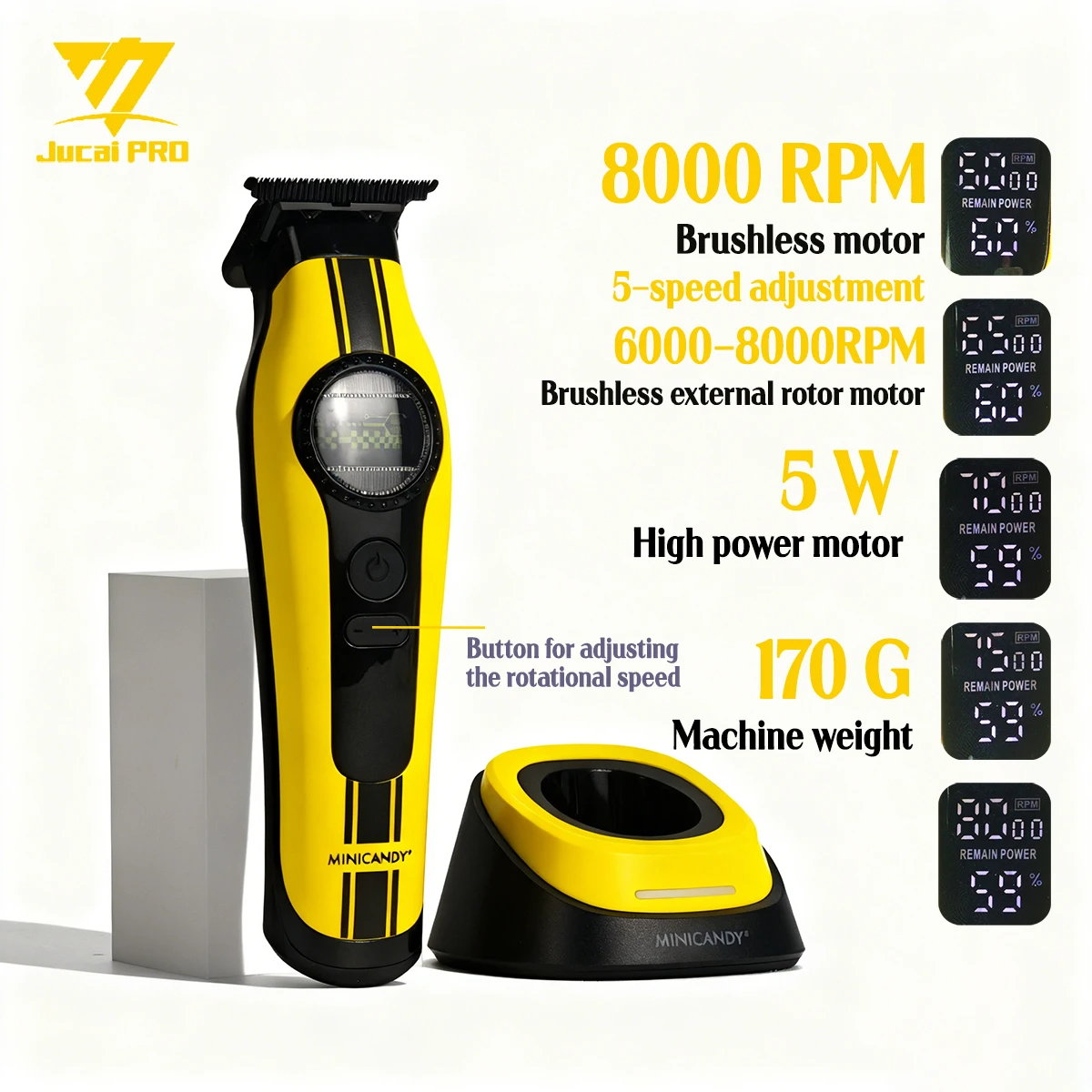 MINICANDY F2 المهنية الرجال الشعر المتقلب 8000 دورة في الدقيقة الخارجية الدوار فرش السيارات الحلاق DLC شفرة مقص الشعر صالون الاستخدام