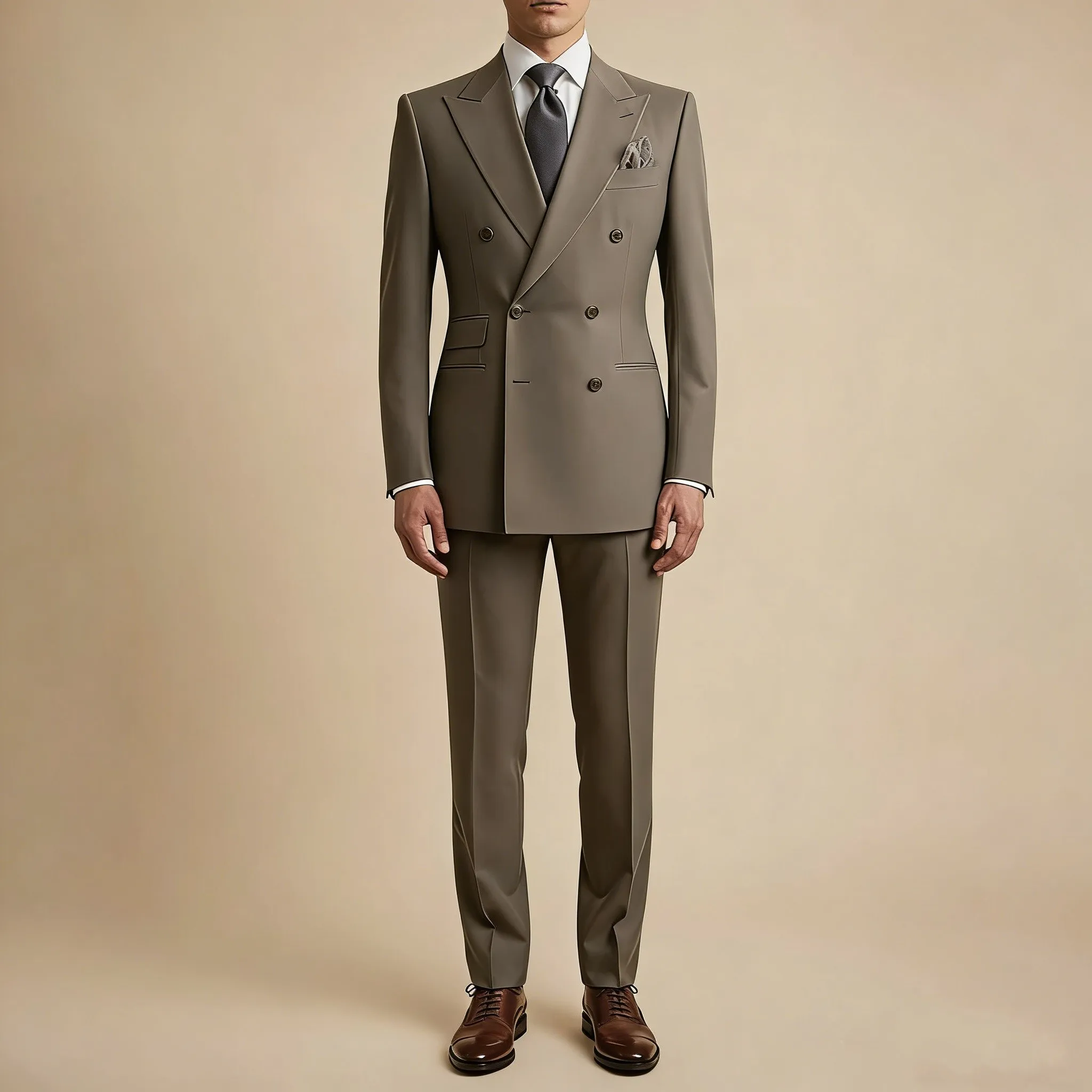 

Double Breasted Men's 2 Piece Suits Peaked Lapel Gentleman Formal Business Wedding Party Groom Custom Male Suit Jacket Pants