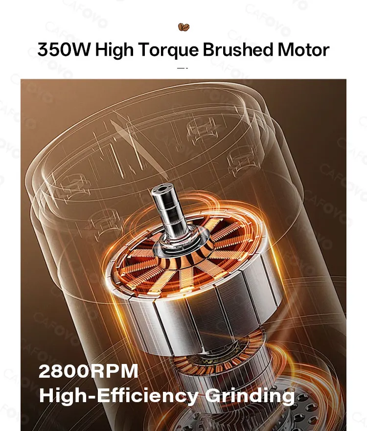 CAFOVO G264F 64mm 플랫 버 커피 그라인더 디지털 타이머 포함 에스프레소용 정전기 방지 싱글 도즈 그라인더 커피 밀