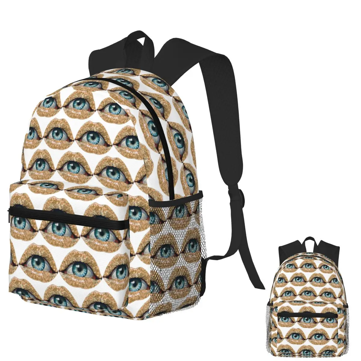 

Sparkling Lips And Hypnotic Eye Student Backpack School Bag Hiking Travel Daypack for Men Women Fashion Bookbag Shoulder Bags