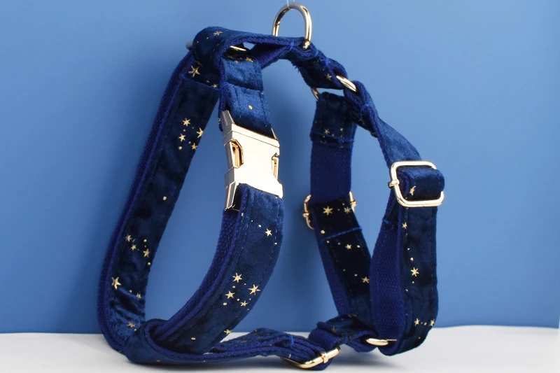 Luxus Mode Haustier Zubehör benutzer definierte Design Logo schwarz unten Blume Sublimation Hunde halsband Leinen Geschirr Bogen Set star01 – Detail 7