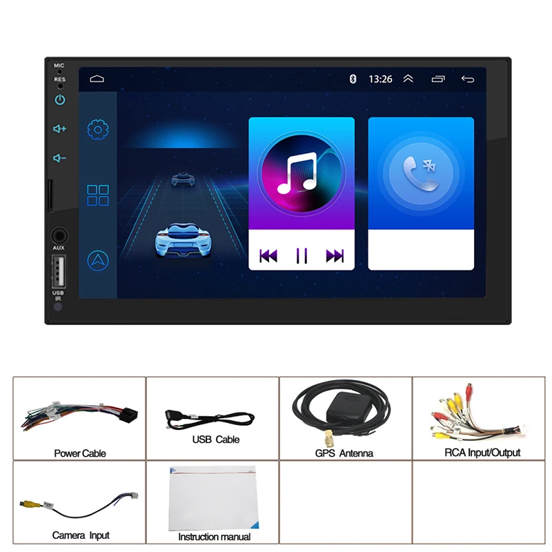 

7023 Car Android 12 Radio 7-Inch Stereo Head Navigation Gps/Wifi/Tf/Carplay Android Touch Screen Car Player