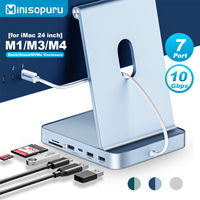 Minisopuru USB C Hub for iMac 24inch 2021/2023/2024 Support M.2 NVMe SSD iMac Accessories with USB C A 10Gbps SD TF iMac USB Hub