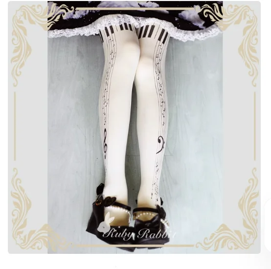 Rajstopy damskie Lolita Nowy projekt nuty fortepianowe Kreatywne rajstopy