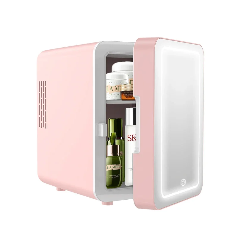 

10L Fridge Gold Mini Vintage Skincare, Fridge with Light Emitting Diode and Mirror