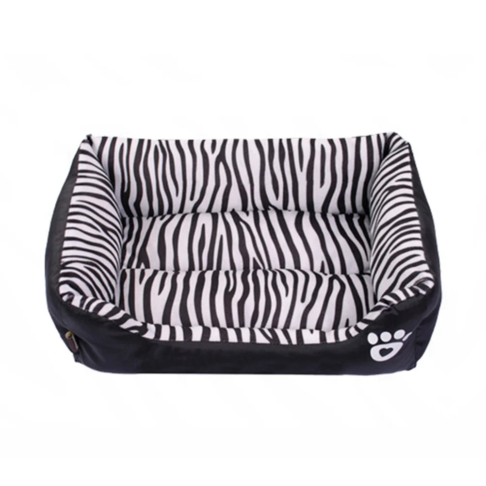 

Zebra Pattern Pet Bed Autumn Winter Warm Cozy Dog Cat Cushion Size S Waterproof Oxford Fabric Comfortable Pet Sleeping Mat