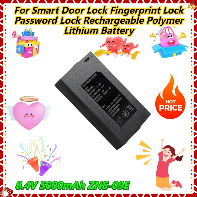 

8.4V 5000mAh ZNS-09E For Smart Door Lock Fingerprint Lock Password Lock Rechargeable Polymer Lithium Battery
