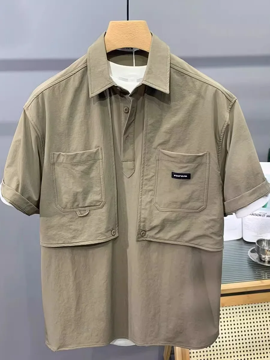 

Новинка лета: Мужская свободная повседневная рубашка в японском ретро-стиле с множеством карманов, размеры 300+ (плюс-сайз), в гонконгском стиле