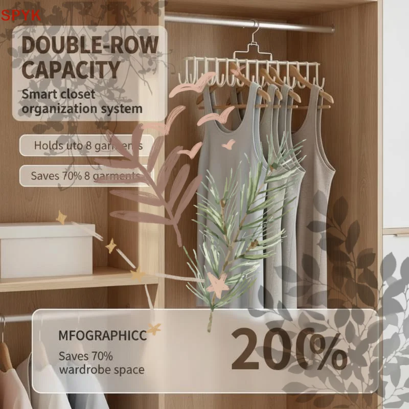 1/2Pcs 360 Degree Rotating Multi Hook Hanger Space Saving Hanging Organizer For Bras Camisoles Scarves Home Closet Storage