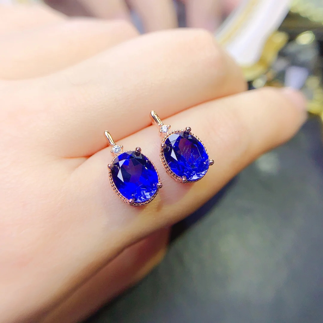 Natural Sapphire Earrings Women's Silver 925 Wedding Gems Free Shipping Earrings Sterling Certified Jewelry Boutique