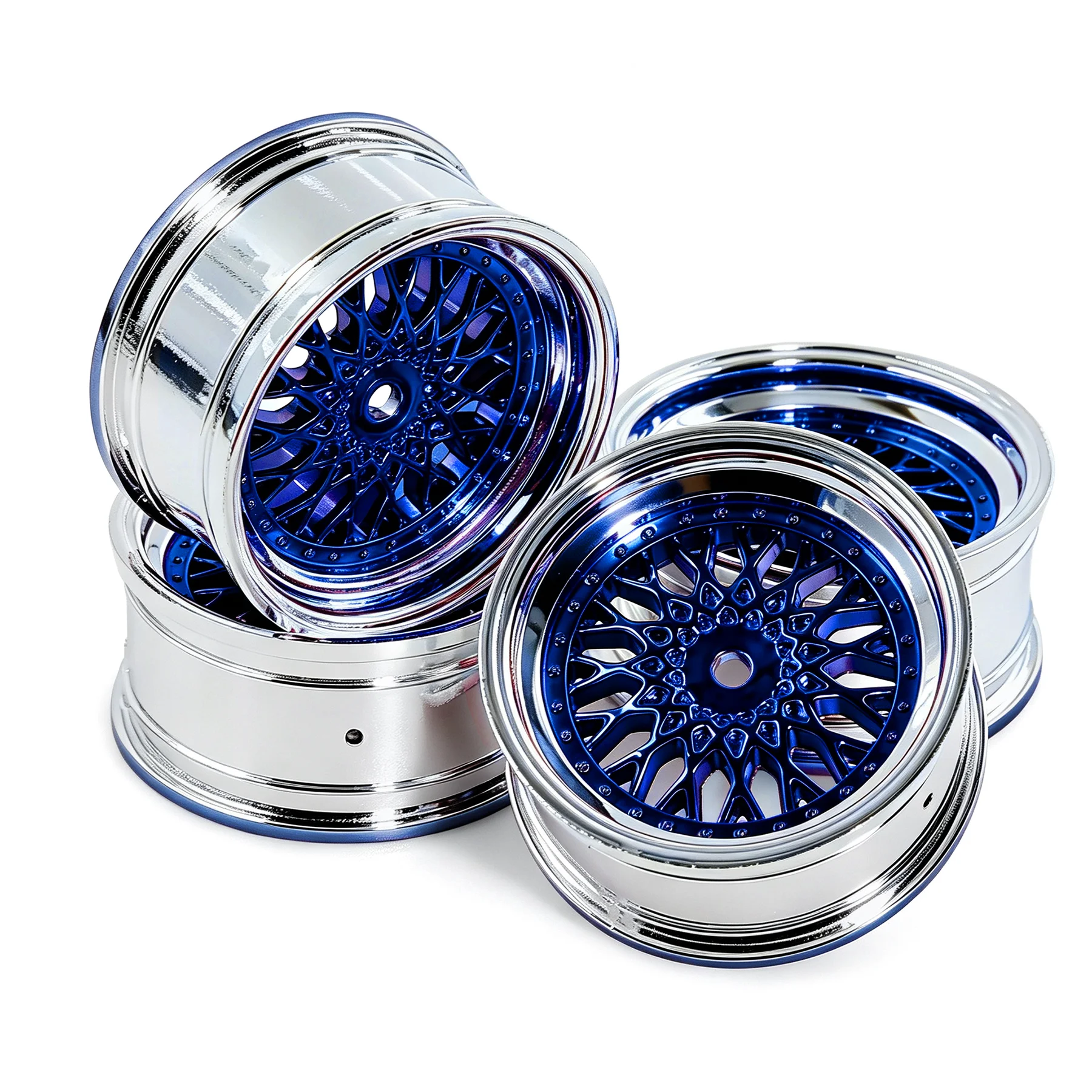 RED SPIDER 4Pcs RC Drift Car 1/10 RC Plastic Electroplating Silver Drifting Wheel Hubs  For 1/10 Drift Car TT02 HSP Tamiya