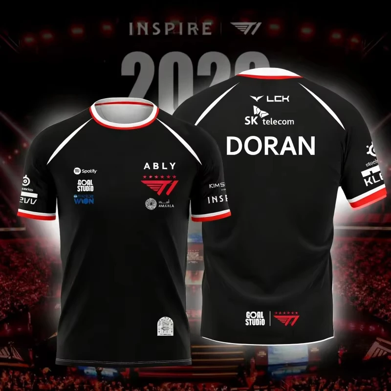 2026-2027  NEW T1 ESPORTS TEAM JERSEY FAKER FAN SUMMER SHORT SLEEVE FOR GAMING ENTHUSIASTS OUTDOOR SPORTSWEAR Beach Surfing