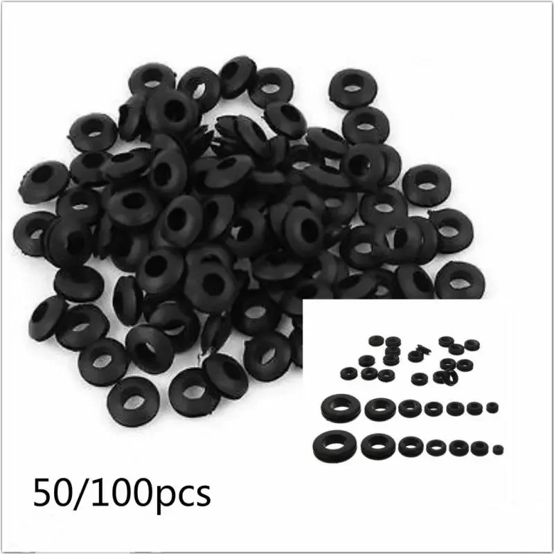 Rubber Grommet 50/100pcs Blanking Hole Wiring Cable Gasket Rubber Seal Assortment Set For Protects Wire Cable Hardware Tools