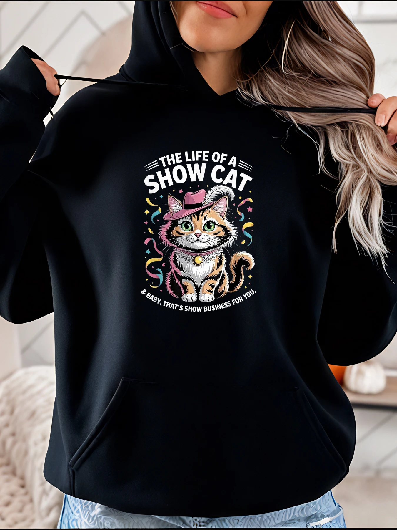 Bluza z nadrukiem kota z serialu The Life of a Show Cat, zabawny nadruk kota, damska bluza codzienna, modna odzież uliczna 280