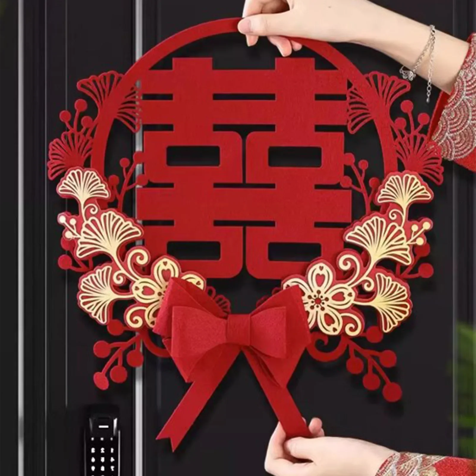 Chinese Wedding Sticker Romantic Exquisite Double Happiness Sticker Decoration For Entrance Door Gate