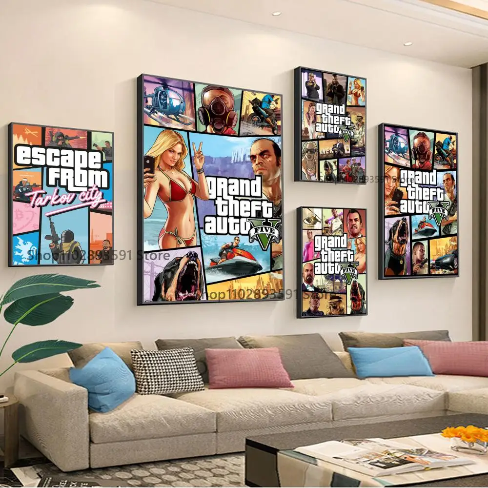 1pc GTA Game Escape from Tarkov City Poster Paper Print Home Bedroom Entrance Bar Cafe Art Painting Decoration