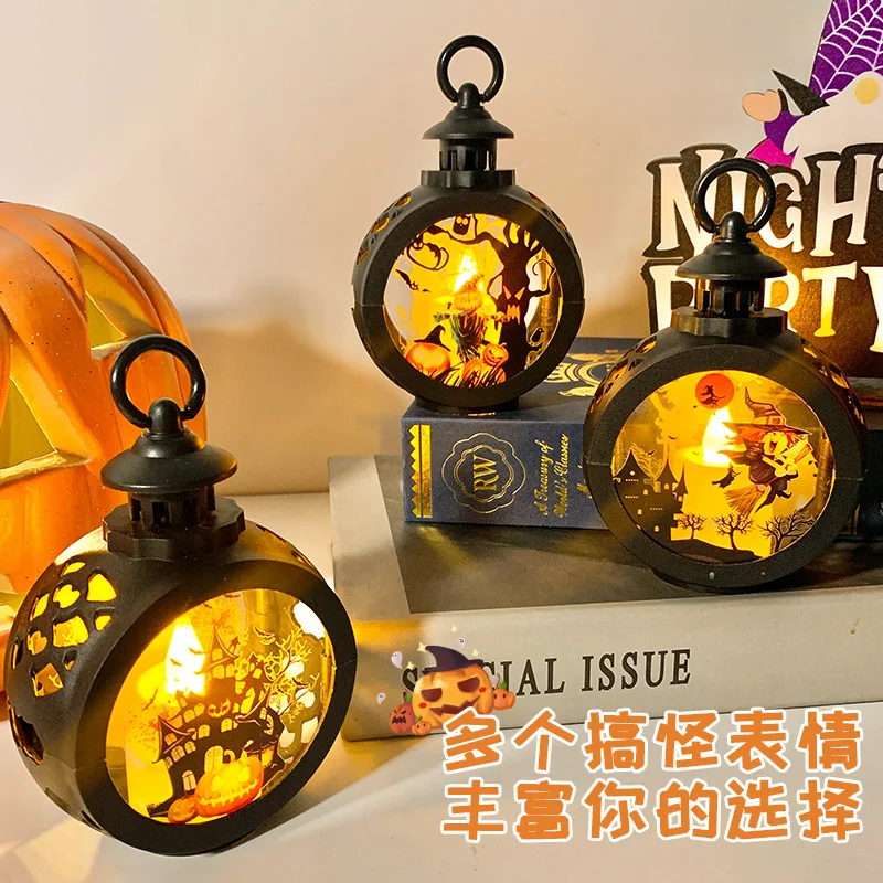 Imagem -04 - Luminous Led Pumpkin Lamp para Decoração de Halloween Vela Eletrônica Festival Fantasma Adereços Arranjo Criativo Luz Noturna 1pc