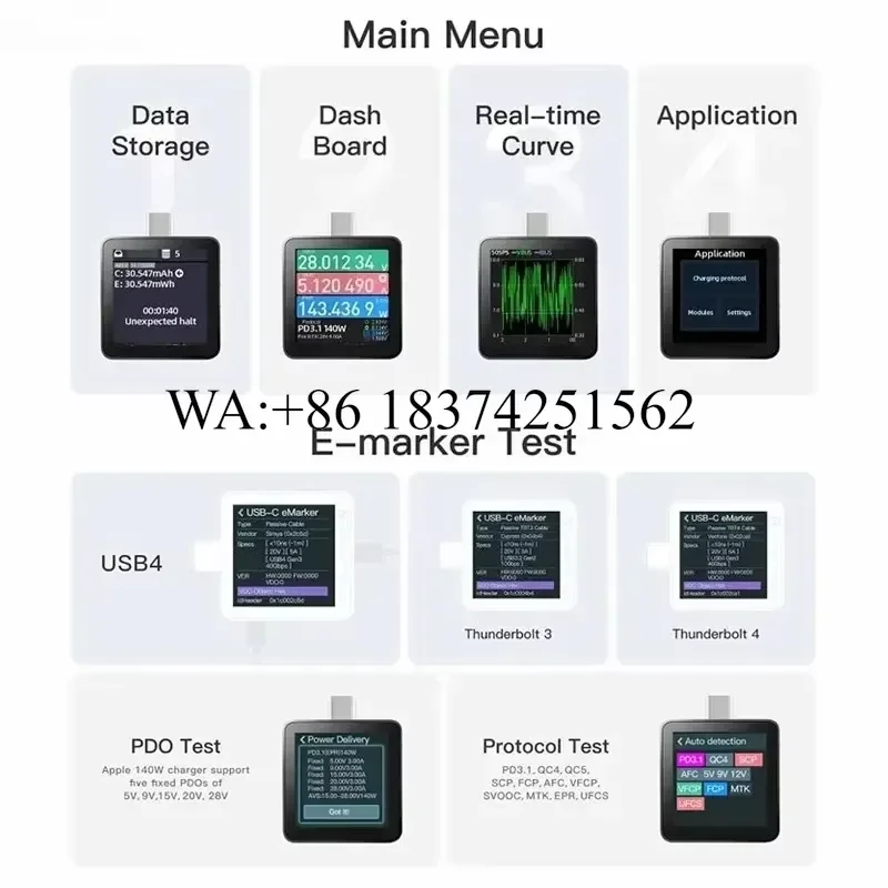 Wmwmnu for KM003C USB Power Tester PD3.1 QC5.0 Protocol Analyzer 48V Dual Type-C Digital Voltage Current Meter