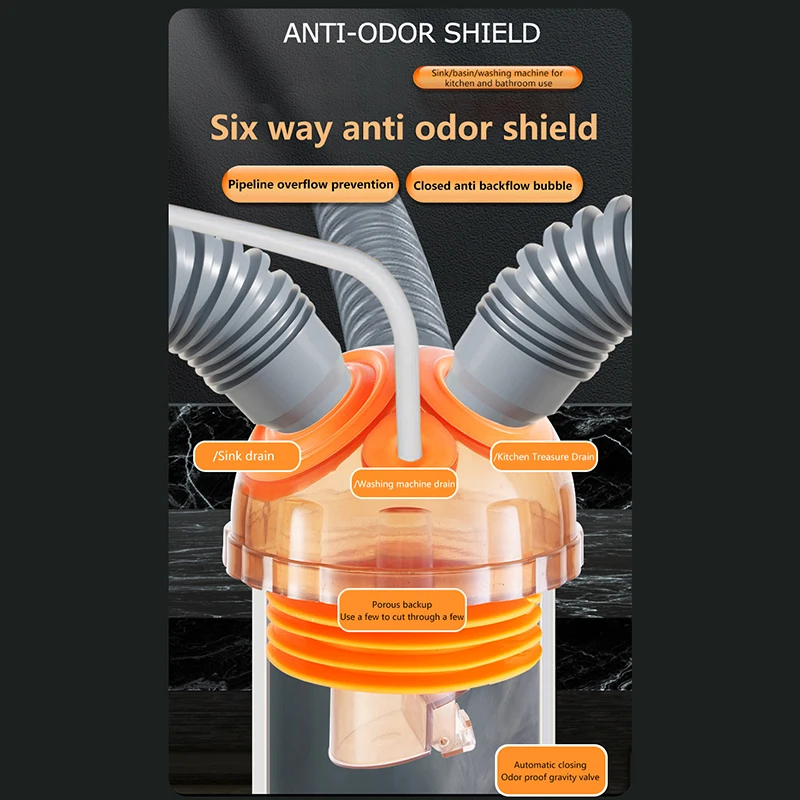 

1 шт., многофункциональный сливной душ с защитой от запаха для кухонной раковины, набор труб, адаптер, дезодорант, аксессуары для посудомоечной машины