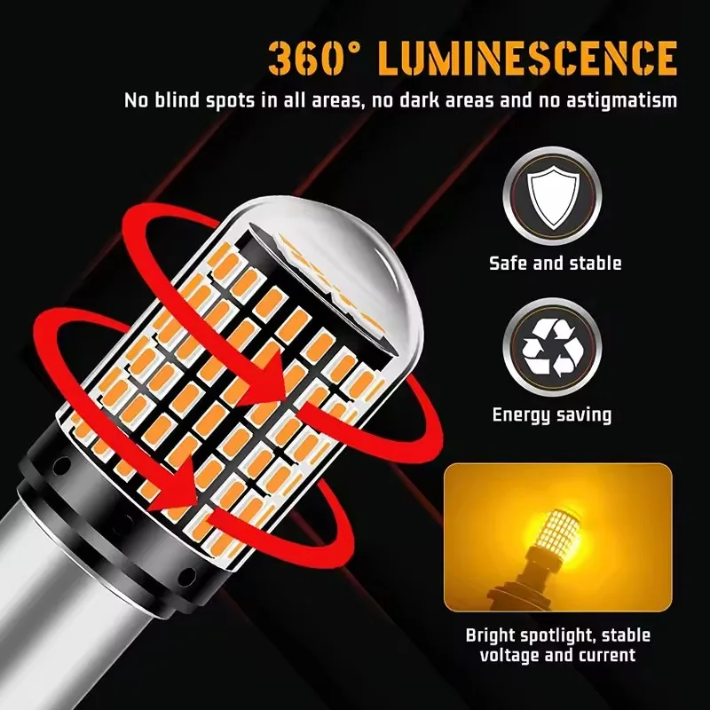 2 قطعة 1156 BA15S LED CANBUS 3014 144 SMD 1157 BAY15D P21/5W 7440 T20 7443 بدوره مصباح إشارة عكس أضواء مصباح مكبح 12 فولت الأبيض