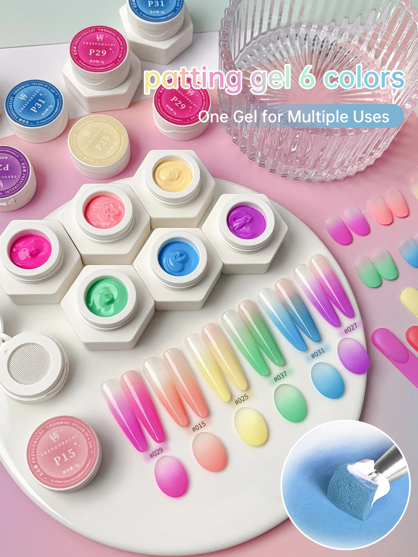 

FRESCOBALDI 6-color brushable, highly saturated semi-solid gel nail polish, suitable for salon and DIY use all seasons