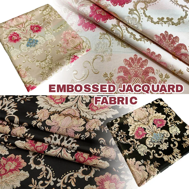 

100x145cm Brocade Jacquard Fabric Embossed European Court Style Dress Cheongsam Fabric Home Textiles DIY Sewing Designer Fabric