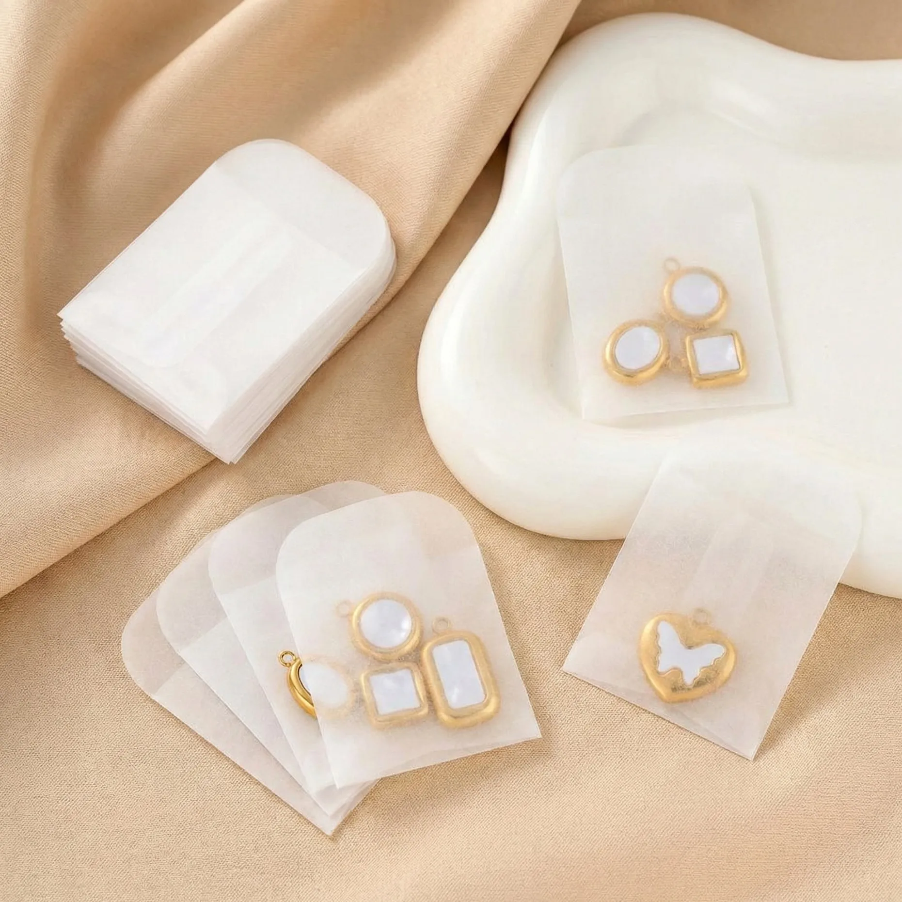 

50 шт. прозрачных пакетов-конвертов для хранения серег, ожерелий, фотографий, подарочная упаковка, аксессуары для ювелирных изделий