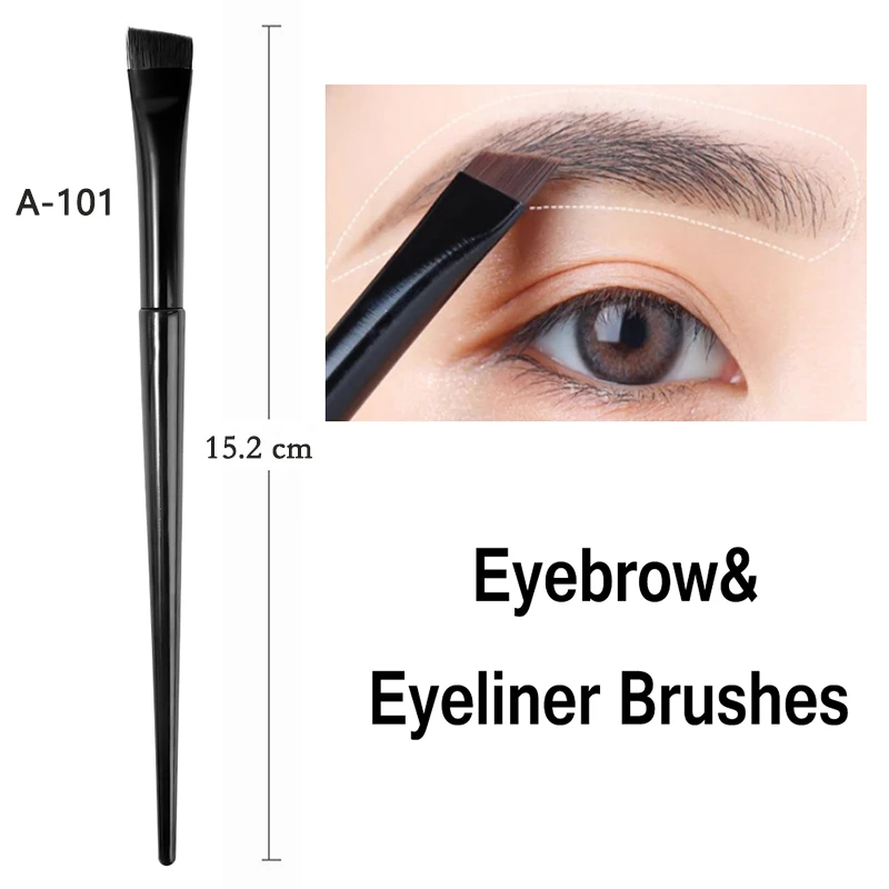 Angulado Thin Blade Maquiagem Escova de sobrancelha, Flat Fine Eyeliner, Liner Brow Professional, Beauty Make Up Tool, 1 Pc, 2Pcs