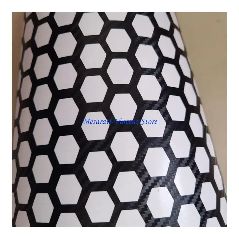 A70F Car Rear Tail Light Lamp Stickers Honeycomb Type Decal Carbon Fiber Black