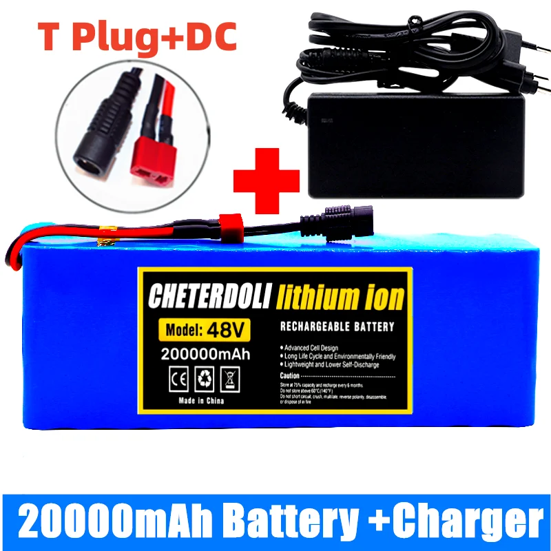 

48v E-bike Battery 20Ah 18650 Lithium Ion Battery Pack 13S3P eBike Conversion Kit Bafang 1000w and 54.6V 2A Charger + XT60 Plug