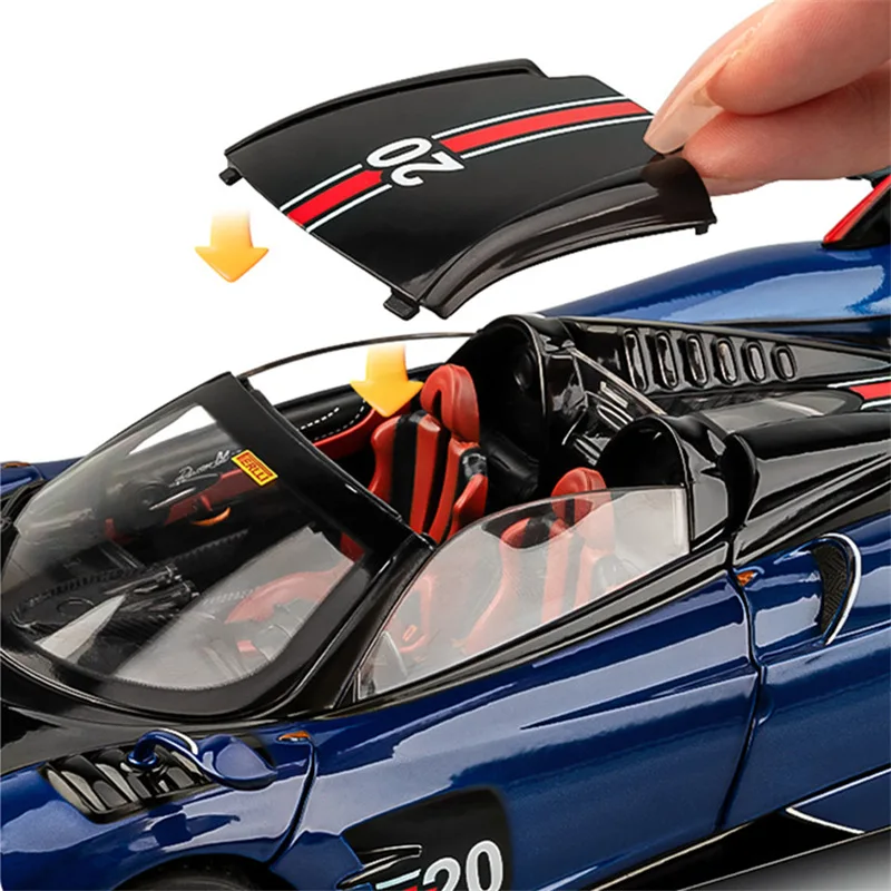 New 1:18 Huayra BC Alloy Sports Car Model Diecast Metal Racing Car Vehicle Model Sound and Light Simulation Kids Toy Gift - view 4