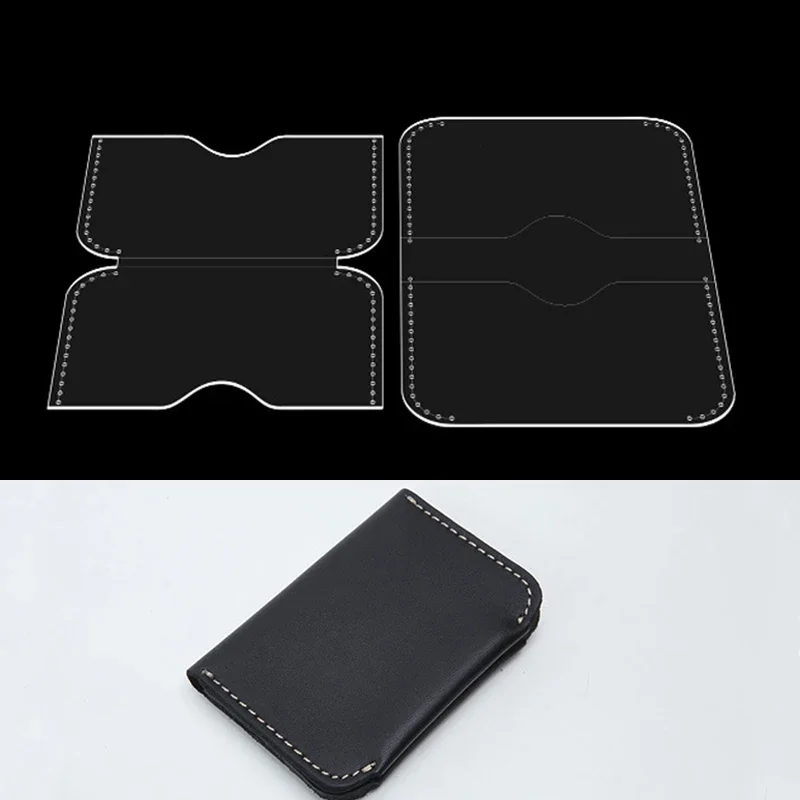 YOMDID 2PCS Mini Card Case Acrylic Making Template DIY Multifunctional Wallet Making Acrylic Stencil Leather Craft Supplies