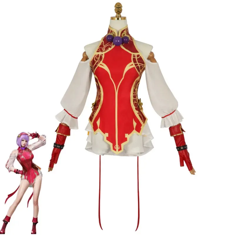 Game Naraka: Bladepoint Kurimi Cosplay Costume Chinese Style Red Cheongsam Dress Headband Woman Sexy Traditional Festival Suits;