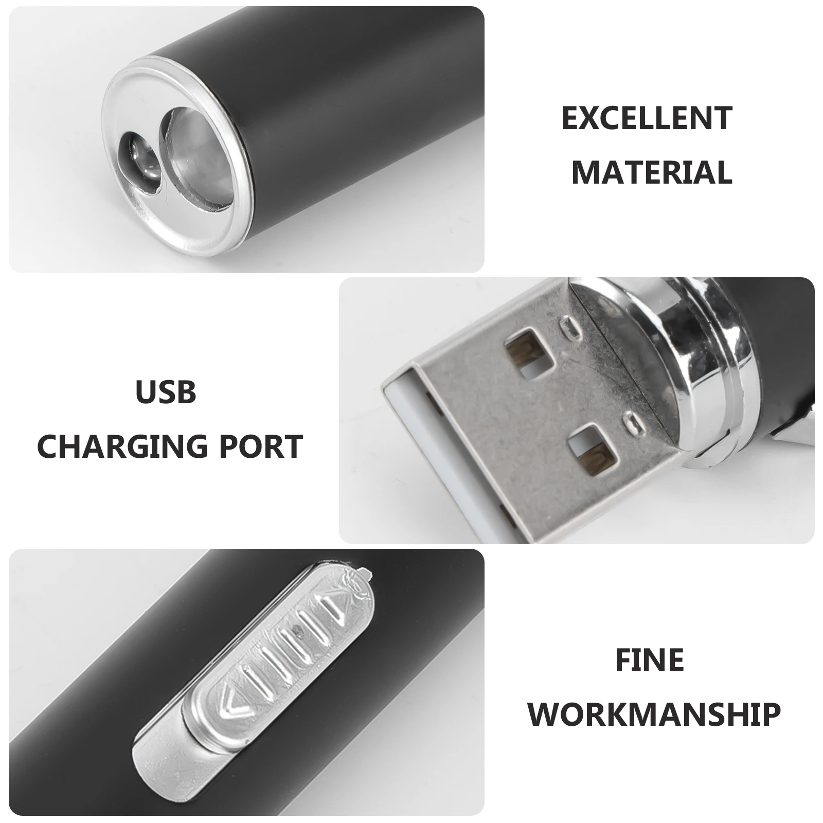 

USB Rechargeable Medical Stainless Steel Pen Flashlight LED Light Compact Durable for Nurses Doctors Students