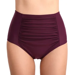 Kobiety Wysoka talia Swim Bottom Ruched Bikini Strój kąpielowy Plaża Strój kąpielowy Majtki T Powrót Oddychające Stringi Pełne pokrycie Wysoka talia