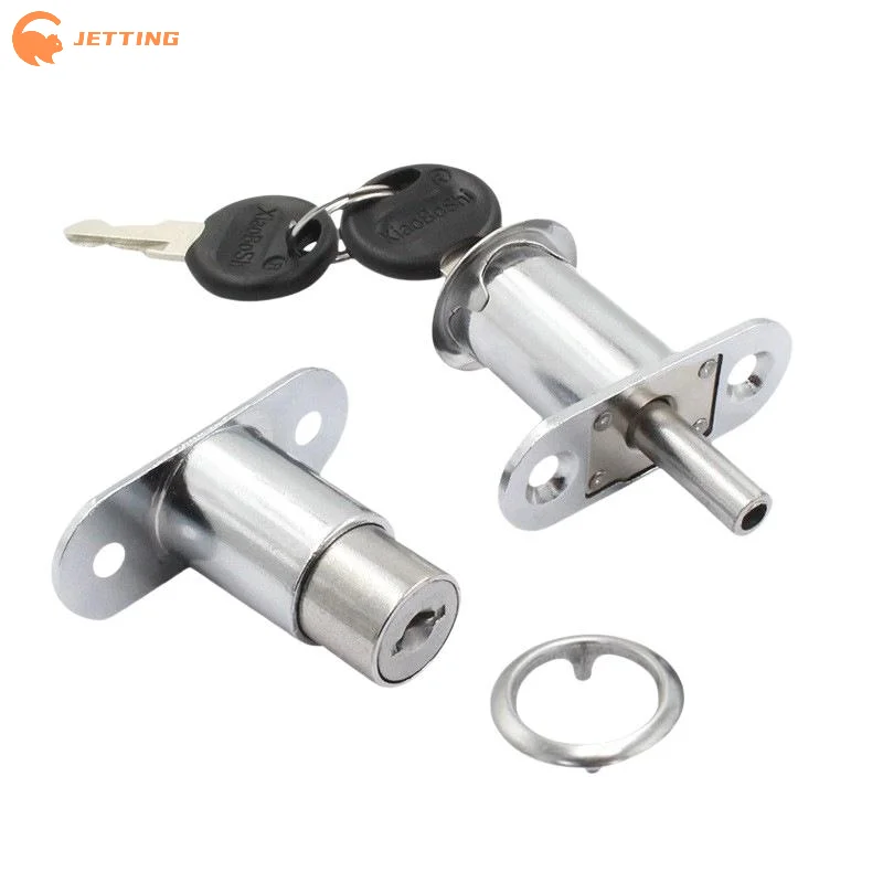 (New) 1Pcs Press Type Sliding Door Plunger Lock, Zinc Alloy Cabinet Drawer Wardrobe Safety Lock