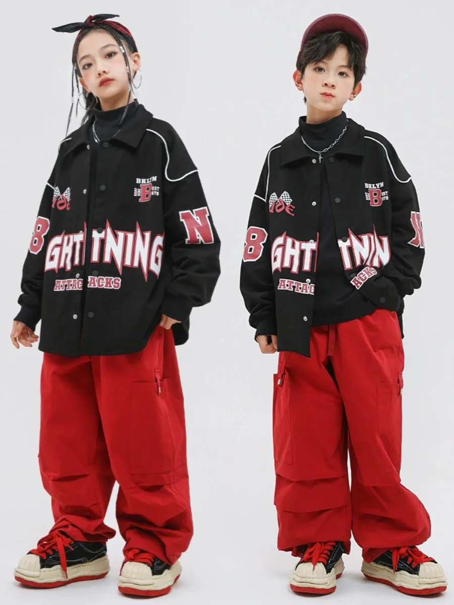 

Street dance children's trendy clothing, hip-hop motorcycle jacket set, hip-hop boys and girls explosive street show performance