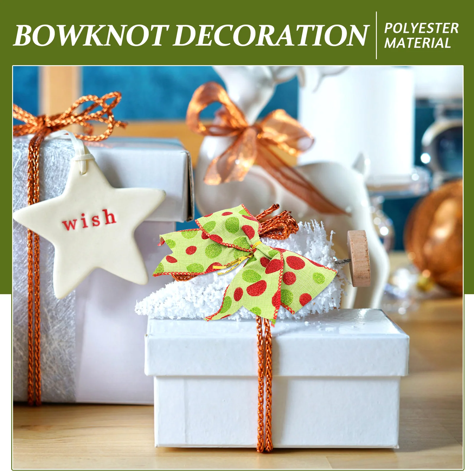 

12Pcs Christmas Bow Decorations Red and White Dot Pattern Bows for Tree Xmas Wreath Ornament Home Party Supplies